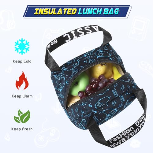 Scothen Boys Backpack, Cool Luminous School Backpacks for Boys with Lunch Bag Pencil Case, Kids Backpack Kindergarten Elementary Middle School Book Bags for Teen Boy Children with USB Charging Port - color: Blue Pattern