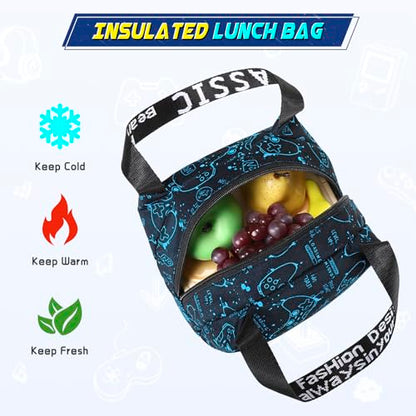 Scothen Boys Backpack, Cool Luminous School Backpacks for Boys with Lunch Bag Pencil Case, Kids Backpack Kindergarten Elementary Middle School Book Bags for Teen Boy Children with USB Charging Port - color: Blue Pattern
