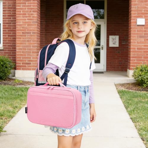 FlowFly Kids Lunch box Insulated Soft Bag Mini Cooler Back to School Thermal Meal Tote Kit for Girls, Boys, Pink - color: Pink Camo