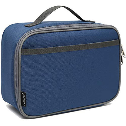 FlowFly Kids Lunch box Insulated Soft Bag Mini Cooler Back to School Thermal Meal Tote Kit for Girls, Boys,Cyan - color: Navy