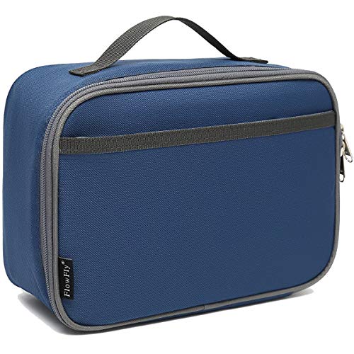 FlowFly Kids Lunch box Insulated Soft Bag Mini Cooler Back to School Thermal Meal Tote Kit for Girls, Boys,Cyan - color: Navy