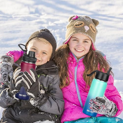 MEZMUT 18oz Insulated Water Bottle with Straw&3 Lids Stainless Steel Water Bottles Kids Metal Cups Water Bottle Cup for School Vacuum Insulated Bottles Leak-Proof Travel Cup (Gradient Red Blue) - color: Red Blue, size: 18 Ounces