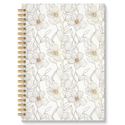 ROXMART Beige and Gold Floral Spiral Notebook, Neutral Elegant Flower Plant Journal, Retro Minimalist Line Art Botanical Hardcover Notebook Journal, 5.5x8.3 Inch - color: Style03