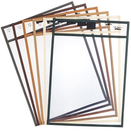 Mr. Pen- Reusable Dry Erase Pocket Sleeves, 10" x 14", 6 Pack, Colorful | Desert Dusk Color, Clear Plastic Paper Sleeves, Ticket Holders, Clear Plastic Sheet Protectors, Teacher, School - color: Desert Dusk, size: 6 Pack