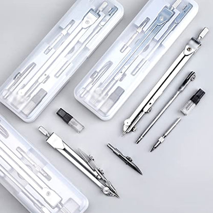 LUNIZ Drawing Compass Geometry Precision Tools Math Geometry Kit Metal Compass Student Circle Drawing Tools & Storage Box Math Supplies Drafting Tools (Color : B) - color: B