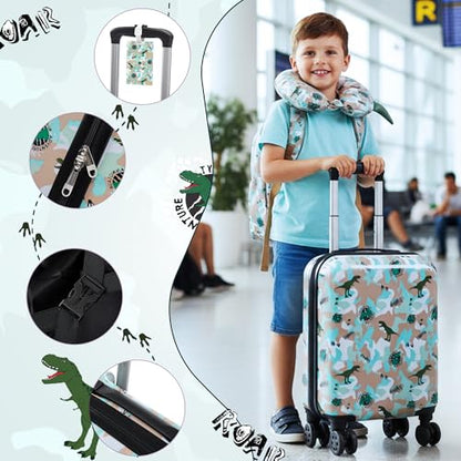 16’’ Kid’s Luggage Set with Spinner Wheels, Hardside with Suitcases,6 Piece | Carry on Luggage, Travel Rolling Luggage Airline Approved Suitcase Set with Spinner Wheels Girls Boys - color: Dinosaur