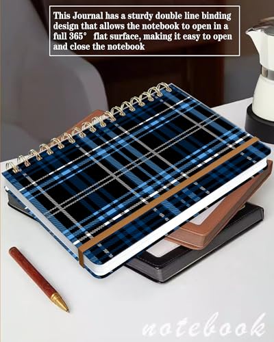 Spiral Journal Notebook for Women, Hardcover A5 College Ruled Notebook, 120 Pages, Thick Paper, Cute Lined Journal for School, Office & Work, 6 x 8.4 in(Black Check Plaid) - color: Black Check Plaid