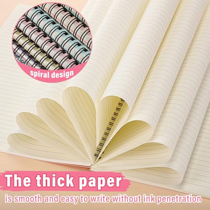 Fuutreo 6 Pack B5 Spiral Notebooks 10.5 x 7.45 Inch College Ruled Aesthetic Journal Kraft Hardcover 70 Sheets (140 Pages) Spiral Notebook for Office Students Work Journaling(Macaron,Bright Colors) - color: Macaron