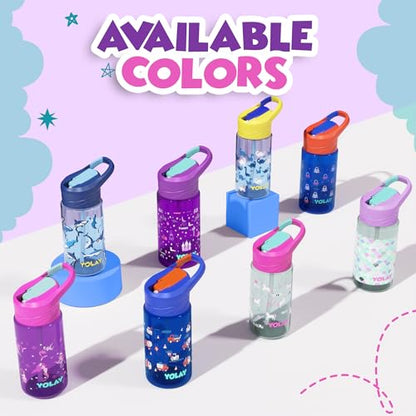 YOLAY 15oz Kids Water Bottle For School Boys and Girls, Durable Toddler Water Bottle with Straw Lid Leak-Proof, Spill Proof, Easy Clean and Dishwasher Safe with Re-Usable and BPA Free - Mermaid - color: Mermaid