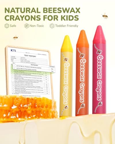 JUPITEARTH 24 Non-Toxic Beeswax Crayons, Jumbo Crayons for Toddlers 1–3, Silky & Washable, Easy to Hold & Safe for Kids, Mess-Free Coloring for Preschool Art Supplies, Ages 2–4 & 4–8
