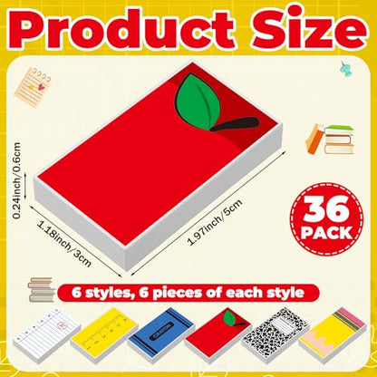 Eaasty 36 Pcs Back to School Erasers Bulk, Pencil Crayon Ruler Apple Book Erasers, Teacher Welcome Gifts for Students, Classroom Prizes Rewards, First Day of School Supplies