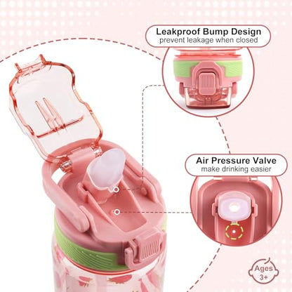 Kids Water Bottle for School, 20 Oz Plastic Water Bottle with Silicone Spout and Pop-Up Cover, BPA Free & Dishwasher Safe (Strawberry) - color: Strawberry, size: 20 Ounces