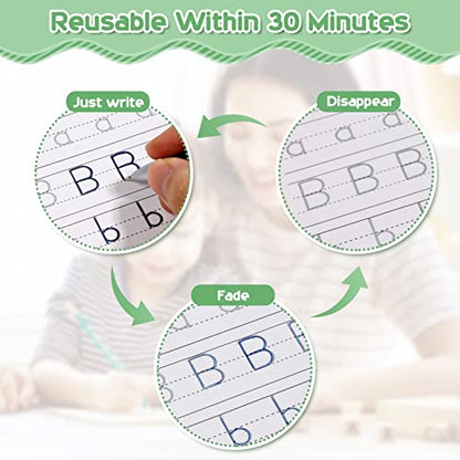 Magical Handwriting Workbooks Handwriting Practice Copybook, Handwriting Aid Magic Pen Reusable Copybook Grooves Template Design for Children Books Suitable for Children's Learning (6)