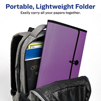 Avery Expanding File Folder Organizer, 7-Pocket Accordion File Organizer, Plum, Holds 425 Letter/A4-Size Sheets (73552) (Pack of 8) - size: 7 Pockets (Pack of 8)
