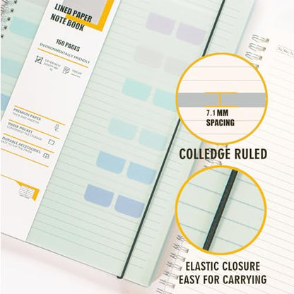 OWSC 4 Pack College Ruled Spiral Notebook, Notebooks for Work A5 Lined | 5.9 x 8.3 IN Notebooks College Ruled for Note Taking, School and Journal with 80 Sheets/160 Pages 110 GSM Thick Papers - size: Ruled-A5-4 Pcs