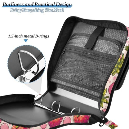 3 Ring Zipper Binder Strawberry Pink Bubbles Binders Bag with Shoulder Strap 500 Sheets Paper Organizer Trapper Keeper Documents Storage File Folder for School Office - color: A427