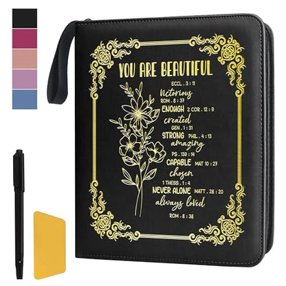 Easter Gift You Are Beautiful Zipper Photos Binder Album 3x5 4x6 5x7 6x8 DIY Magnetic Photo Album for Women Religious Gifts Inspirational Gifts. (Album Beautiful-Black) - color: Album Beautiful-Black