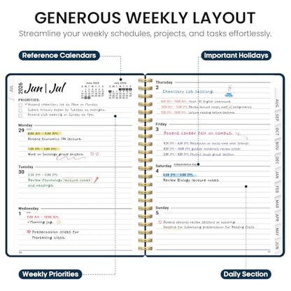 Planner 2026-2027, 8.5" x 11" Weekly and Monthly Academic Year Planner Calendar, July 2026 - June 2027, Hardcover Large School Planning Agenda With Tabs, Perfect for School & Office Supplies, A4, Navy Blue - color: F-Navy Blue, size: A4(8.5"x11")