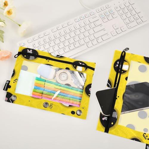 Pencil Pouch for 3 Ring Binder Rat and Mouse in Cheese Binder Pencil Case with Smooth Zipper Clear Window Pencil Case 2 Pack for Office School College Supplies - color: Rat and Mouse