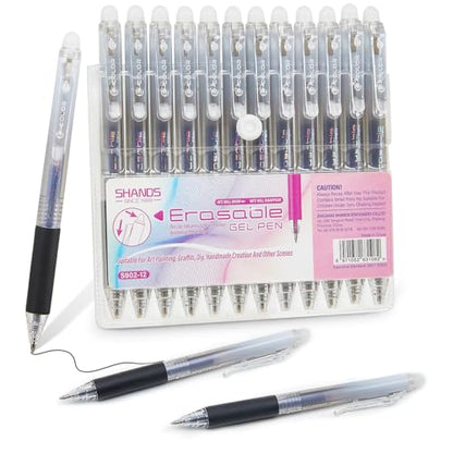 12Pcs Retractable Erasable Gel Pens Clicker,Fine Point 0.7mm Smooth Writing Pens,For Writing Journaling Taking Notes School Office Home. (12Black) - color: 12Black