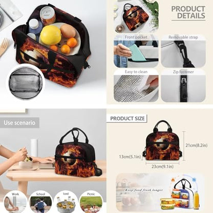 Soccer Backpack for Boys Girls Backpack with Lunch Box Water Bottle Pouch and Cute Pencil Case 4PCS Set Bookbag with Front Pocket for School 17 in Large Elementary Middle High School Bag - color: Flaming Soccer