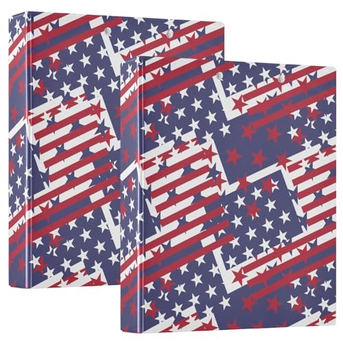 American Flag Symbols 3 Ring Binder 1.5" Decorative D-Ring Binder with Clipboard&3 Clear Pockets, Holds 200 Sheets A4 Size Paper Waterproof Binders for School Home Office|2 Pack - color: American Flag Symbols, size: 12.4x10.63x2.36 Inch-2 Pack