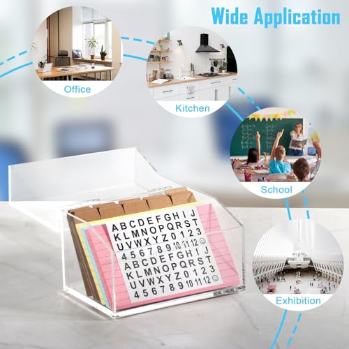 3 x 5 Inch Acrylic Index Card Holder Clear Flash Card Holder Recipe Card Box 150 Pcs Ruled Lined Index Cards 30 Pcs Kraft Dividers A to Z Stickers For Holds 400 A-Z Tabs Note Cards Business Cards - color: Clear