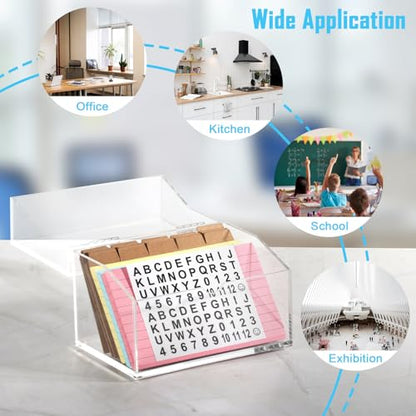 3 x 5 Inch Acrylic Index Card Holder Clear Flash Card Holder Recipe Card Box 150 Pcs Ruled Lined Index Cards 30 Pcs Kraft Dividers A to Z Stickers For Holds 400 A-Z Tabs Note Cards Business Cards - color: Clear