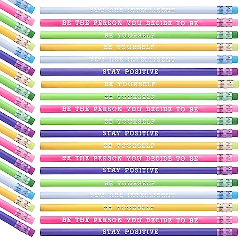 Epakh 100 Pcs Inspirational Pencils Color Changing Pencils Bulk with Eraser HB Wooden Pens Gift for Kids Back to School Gift for Classroom, Student Reward(Bright Colors,Classic Style) - color: Bright Colors