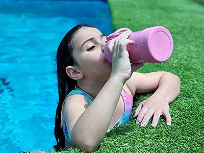 CHILLOUT LIFE 12oz Kids Insulated Stainless Steel Water Bottle with Leak Proof Straw Lid & 144 Stickers - color: Pink Sparkle, style: 12 oz
