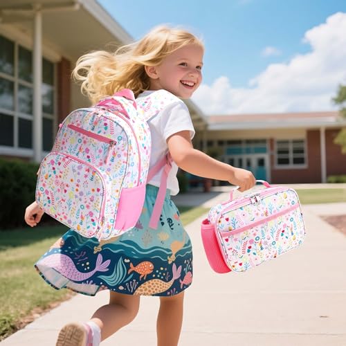 RHCPFOVR Kids Lunch Bag - Insulated Lunch Box for Boys Girls,Washable Lunch Bag and Reusable Toddler Leak-proof Lunchbox for School and Daycare - color: Leaf & Flower