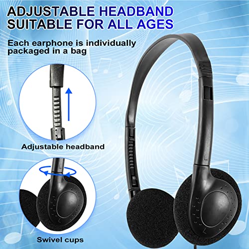 CN-Outlet Wholesale Kids Headphones in Bulk 25 Pack for School Classroom Students Children and Adults - Black - color: Black, size: 25 PACK