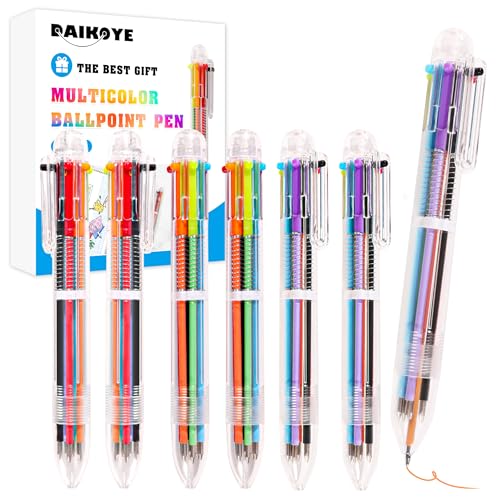 DAIKOYE Ballpoint Pens 6 PCS 0.5mm 6-in-1 Multicolor Ballpoint Pens Birthday Party Favors Gifts