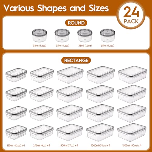 48 PCS Food Storage Containers with Lids Airtight (24 Containers & 24 Lids), Leak proof Meal Prep Container Set for Kitchen Storage, BPA-free, PVC-free Plastic, Microwave/Dishwasher Safe, Labels & Pen - color: 48 Piece