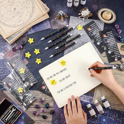 AmazingSpark 30 Sets Back to School Pencils Inspirational Space Astronaut Pencil Gifts Bulk 6 Styles 0.7 mm Mechanical Pencils with Erasers Positive Cards for for School Student Teacher Nurse Staff - style: Space Astronaut