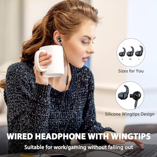 ASKUBSKU USB Headphones Earbuds with Microphone for PC 7.5FT, Blue Black | USB Earphones for Computer Office Meeting, Wired Headset with Mute Stereo Call Laptop Earphones for Dell/Surface - color: BlackBlue