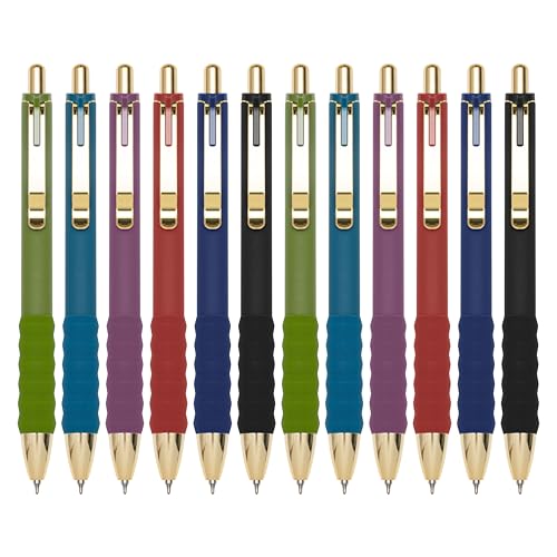 Linbsunne Gel Pens Black Ink Pen 0.5mm fine Point Pens Smooth Writing Retractable Office Supplies (Vintage-12 pcs) - color: Vintage-12 pcs