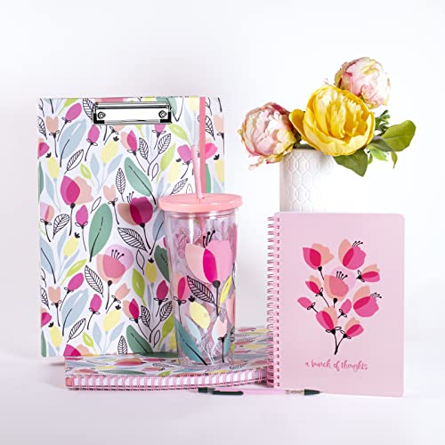 Steel Mill & Co Cute Large Spiral Notebook College Ruled, 11" x 9.5" with Durable Hardcover and 160 Lined Pages, Pink Poppy - color: Pink Poppy
