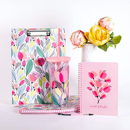 Steel Mill & Co Cute Large Spiral Notebook College Ruled, 11" x 9.5" with Durable Hardcover and 160 Lined Pages, Pink Poppy - color: Pink Poppy