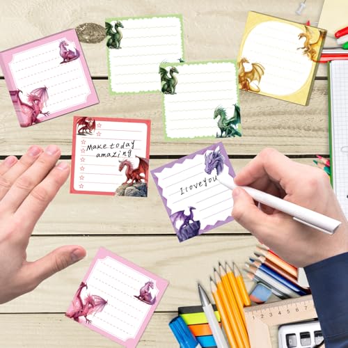 Dragon Sticky Notes Gifts - 9 Pack Dragon Notepads 3x3 Inch Gifts for Students Coworkers, Funny Animals Self-Adhesive Memo Pads Office School Supplies for Men Women (450 Sheets) - style: Dragon