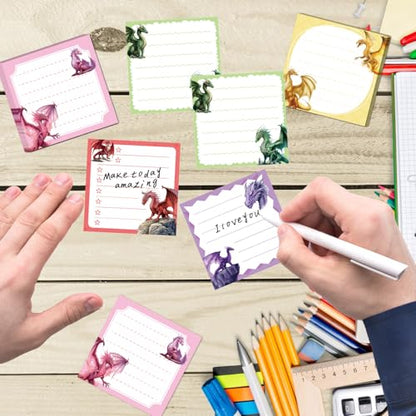 Dragon Sticky Notes Gifts - 9 Pack Dragon Notepads 3x3 Inch Gifts for Students Coworkers, Funny Animals Self-Adhesive Memo Pads Office School Supplies for Men Women (450 Sheets) - style: Dragon