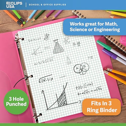 Graph Paper Loose Leaf Paper Quad Ruled Notebook Paper Quad Ruled 4” x 4” Square Lined Writing Filler Paper 10.5” x 8” 1800 Sheets 150 Sheets Per Pack 60 gsm (12 Pack) - size: 12 Pack