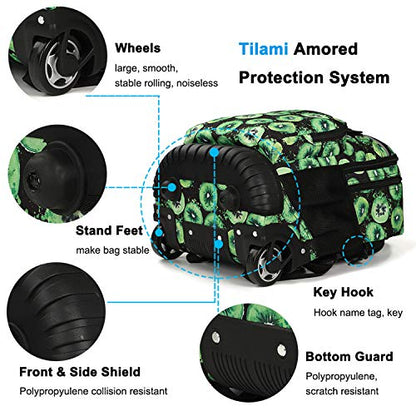 Tilami Rolling Backpack 18 inch Wheeled Laptop Backpack School College Student Travel Trip Boys and Girls (Kiwi) - color: Kiwi