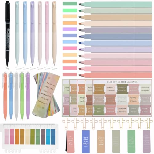 HRFGWDD Bible Study Supplies Kit for Women 76PCS Bible Journaling Kit with Bible Tabs for Women,Bible Highlighters and Pens, Bookmark, Stationary Gift Set for Christian Girls - color: 76pcs