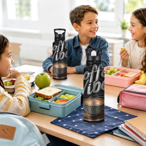 Water Bottles with Straw,Coffee Vibes Stainless Steel Cup Leak Resistant Double Wall Coffee Cup Insulated Water Bottle with Handle for Gym Cycling Hiking Office 20 oz - color: Coffee Vibes,Coffee Cup