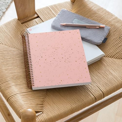 Miquelrius M Fashion 4 Subject Spiral Notebook, Lined A5-8.25" x 5.87" 120 Sheets White Heavyweight Paper, Subjects Separated by color, 2 Hole Punched, Micro-Perforated, Constellations Design