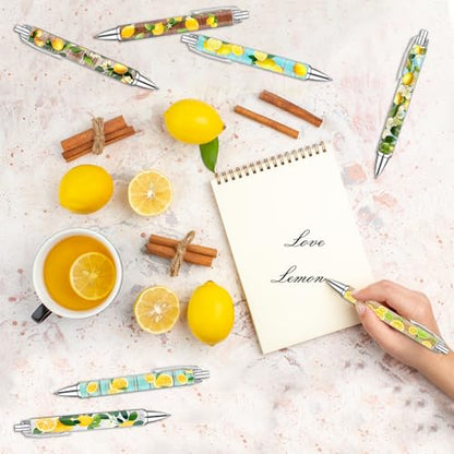 Idealmuzik Lemon Pens Set – Fun Citrus-Themed Pens for Girls, Students, and Stationery Lovers – Smooth Writing Ballpoint Pens for School, Journaling, or Gifts – Bright and Cheery Design, 8 Pack - style: Lemon