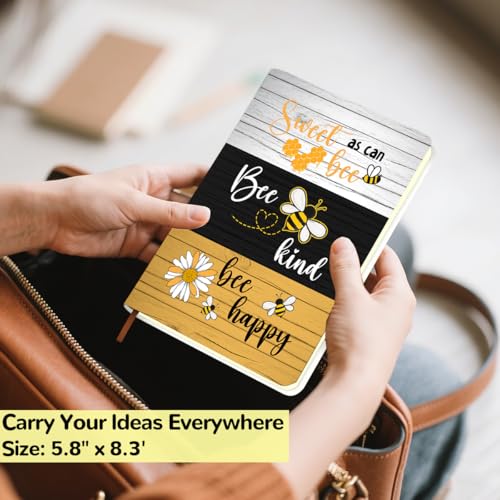 Lovdazzles Pretty Leather Lined Journal Bee Notebooks 200 Pages A5 Ruled Journaling Notebooks, Cute Notebook for Writing Travel Business Office, Cute Notebook for Women (5.8 x 8.3) - color: Multi 1728
