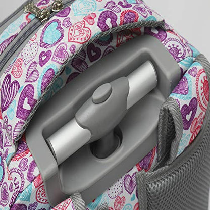Tilami Rolling Backpack for Kids 19 inch Backpack on Wheels for Boys & Girls - color: Colorful Hearts