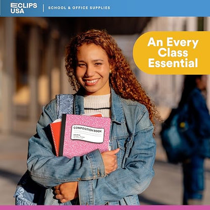 E-CLIPS USA Wide Ruled Composition Notebook Wide Ruled Hardcover Notebooks for School Supplies Notebooks Bulk Hardcover Notebook Pastel 100 Sheets 200 Pages 9.75” x 7.25” (2000Pack, Wide Ruled) - size: 2000Pack